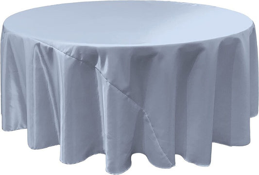 LT BLUE - Round Satin Tablecloth Overlay Table Cover Smooth Table Decor Tablecloth for Holiday Dinner Wedding Banquet Table Decoration