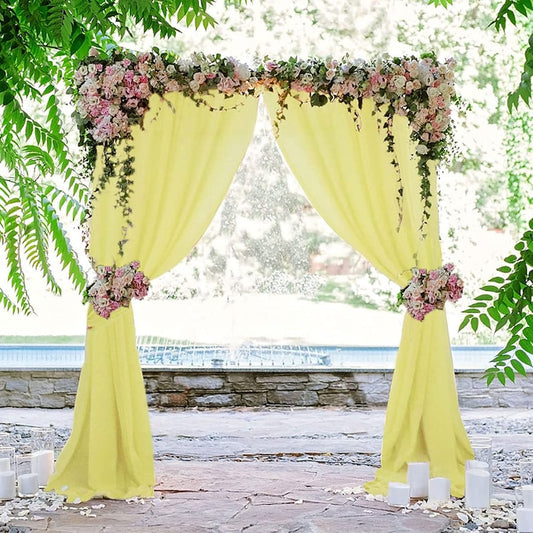 Backdrop Chiffon Curtains - YELLOW - 2 Panel Chiffon Backdrop Curtain Sheer Curtains Wedding Arch Draping Fabric for Party