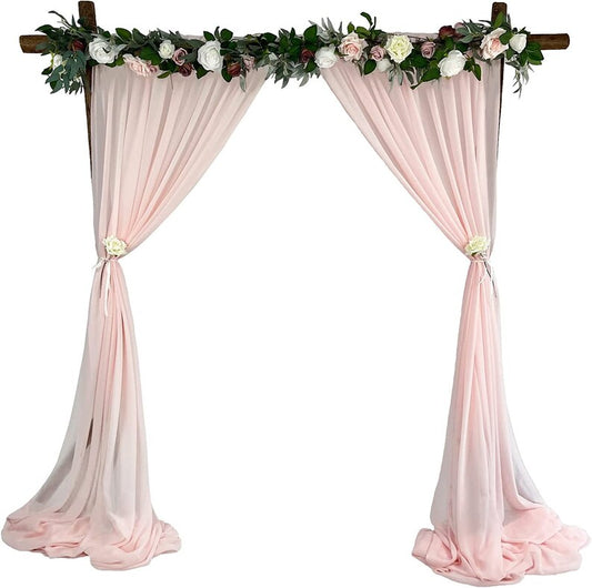 Backdrop Chiffon Curtains - BLUSH - 2 Panel Chiffon Backdrop Curtain Sheer Curtains Wedding Arch Draping Fabric for Party