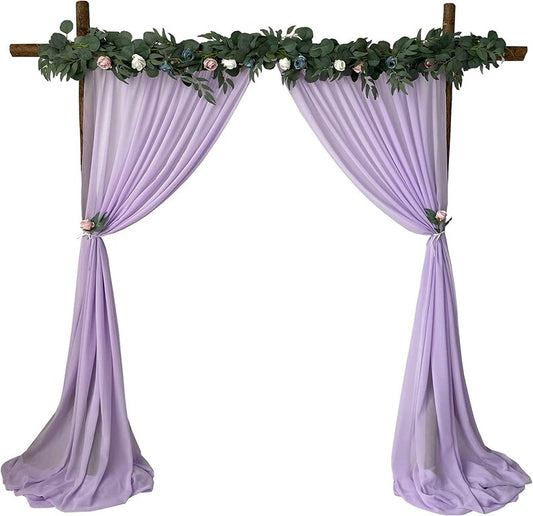 Backdrop Chiffon Curtains - LAVENDER - 2 Panel Chiffon Backdrop Curtain Sheer Curtains Wedding Arch Draping Fabric for Party