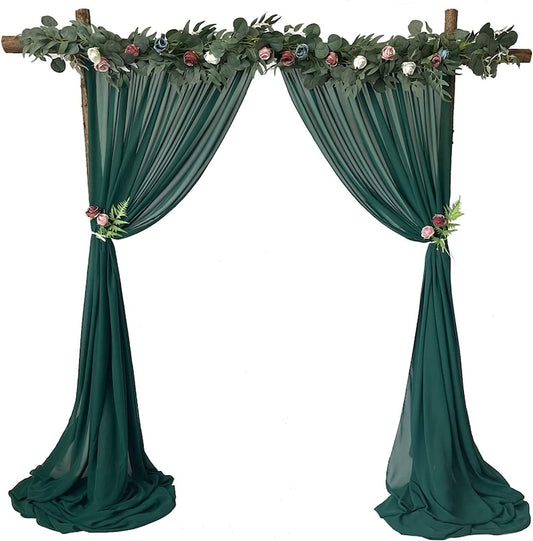 Backdrop Chiffon Curtains - HUNTER - 2 Panel Chiffon Backdrop Curtain Sheer Curtains Wedding Arch Draping Fabric for Party