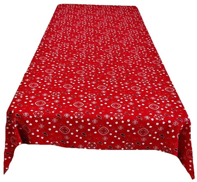 Rectangular Bandanna Print Poly Cotton Tablecloth Table Cover Fabric Table Cloth for Dinning, Kitchen, Party,