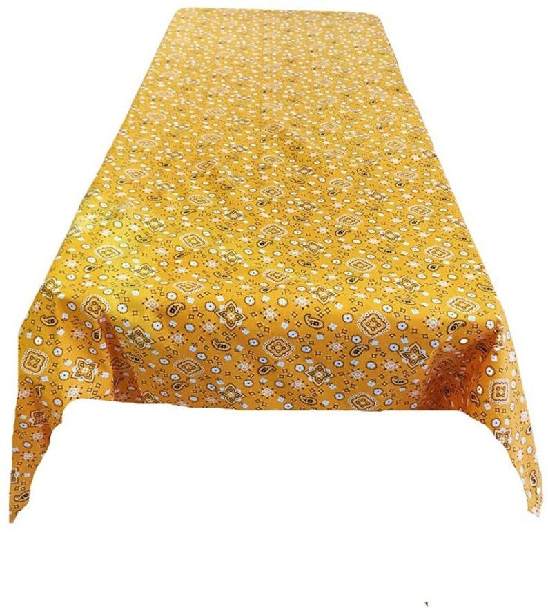 Rectangular Bandanna Print Poly Cotton Tablecloth Table Cover Fabric Table Cloth for Dinning, Kitchen, Party,