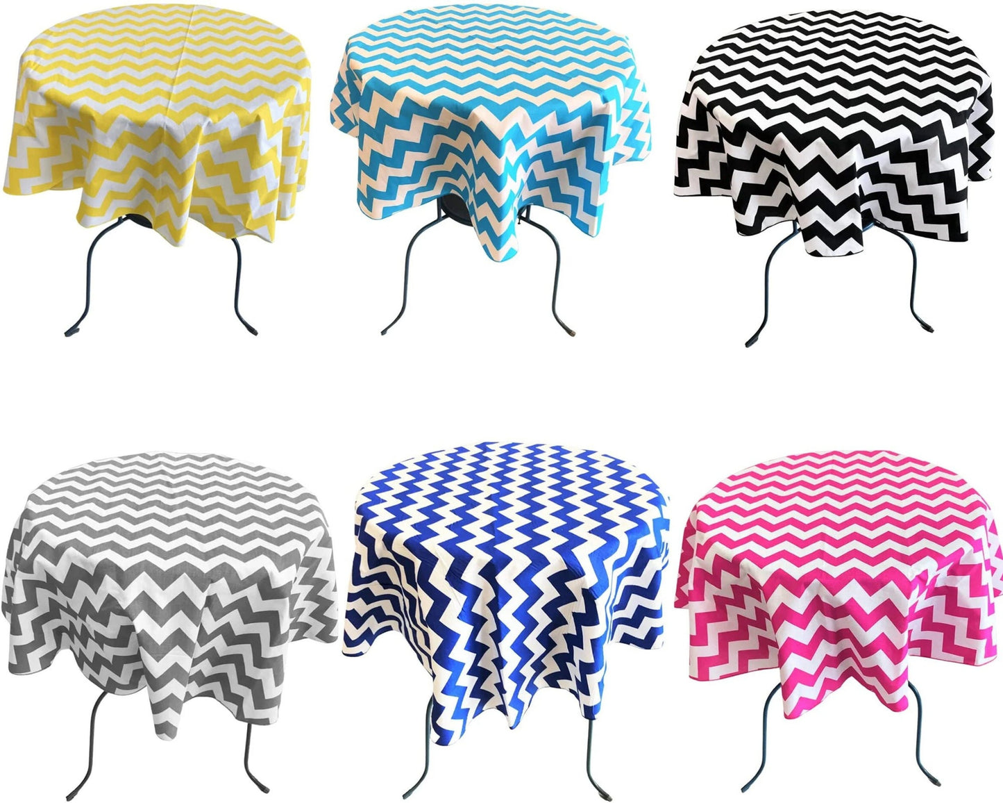 Round Print Poly Cotton Tablecloth ( Chevron Table Cover, Fabric Table Cloth for Dinning, Kitchen, Party