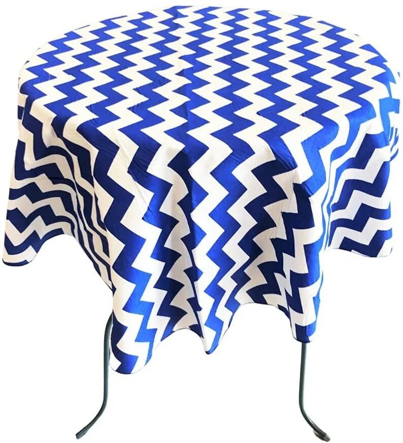 Round Print Poly Cotton Tablecloth ( Chevron Table Cover, Fabric Table Cloth for Dinning, Kitchen, Party