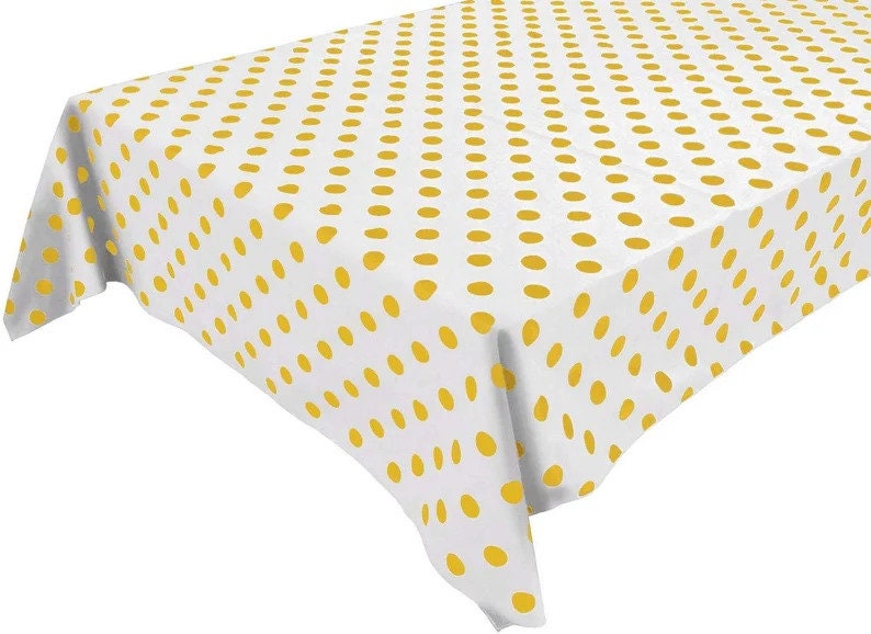 Rectangular Polka Dot Print Poly Cotton Tablecloth Table Cover Fabric Table Cloth for Dinning, Kitchen, Party,