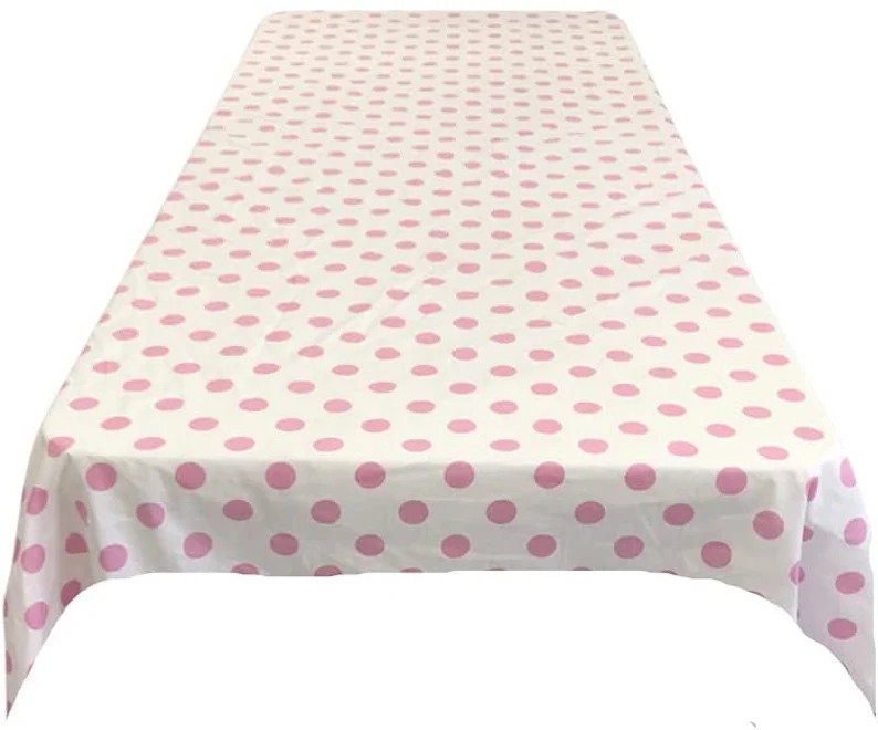 Rectangular Polka Dot Print Poly Cotton Tablecloth Table Cover Fabric Table Cloth for Dinning, Kitchen, Party,