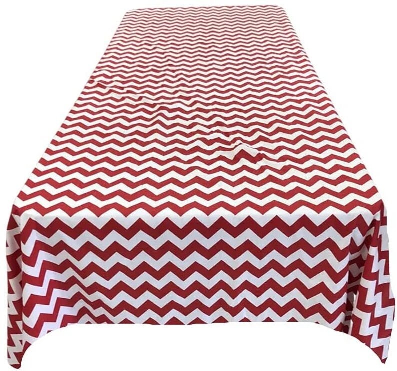 Rectangular Chevron Zig Zag  Print Poly Cotton Tablecloth Table Cover Fabric Table Cloth for Dinning, Kitchen, Party,