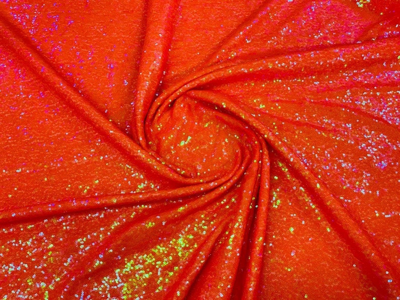 Mermaid Fish Scales-Mini Glitz Sequins Embroider 2 Way Stretch Mesh Fabric-Sold By The Yard-