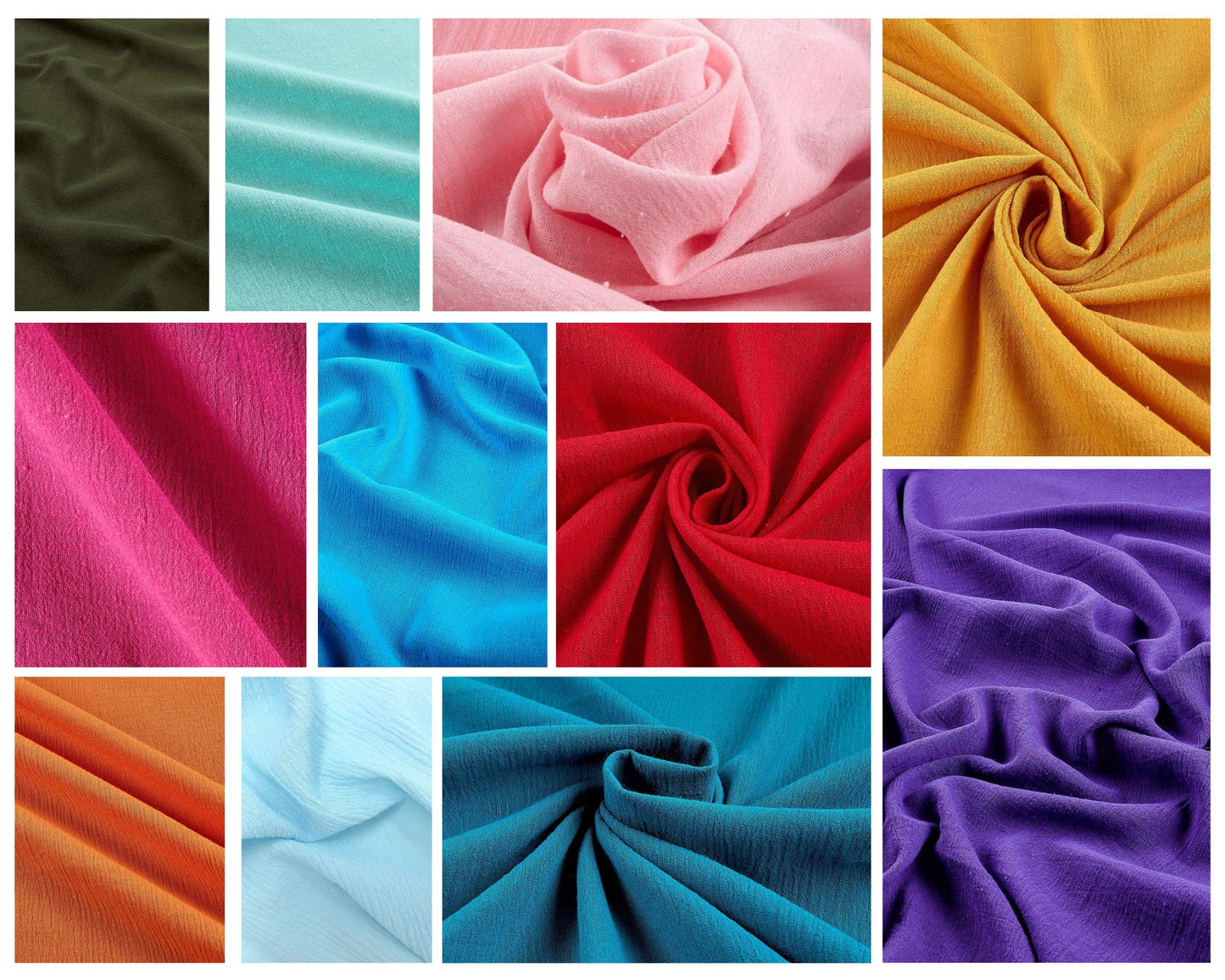 Methuselah Fabrics Cotton Gauze Fabric 100% Cotton 48/50" inches Wide Crinkled Lightweight Sold by The Yard.