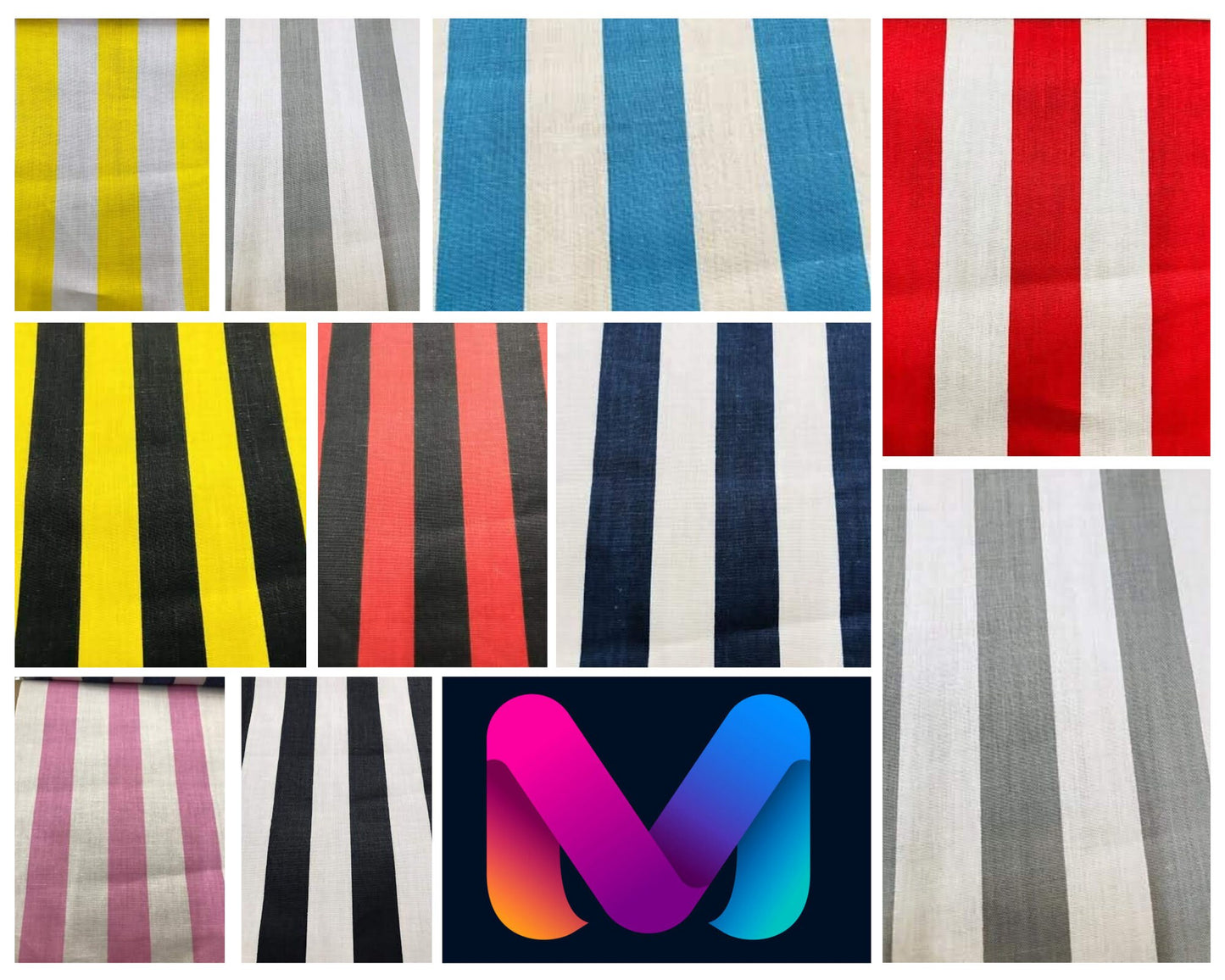 Methuselah Fabrics 1" Stripe Poly Cotton Fabric Sold By The Yard.