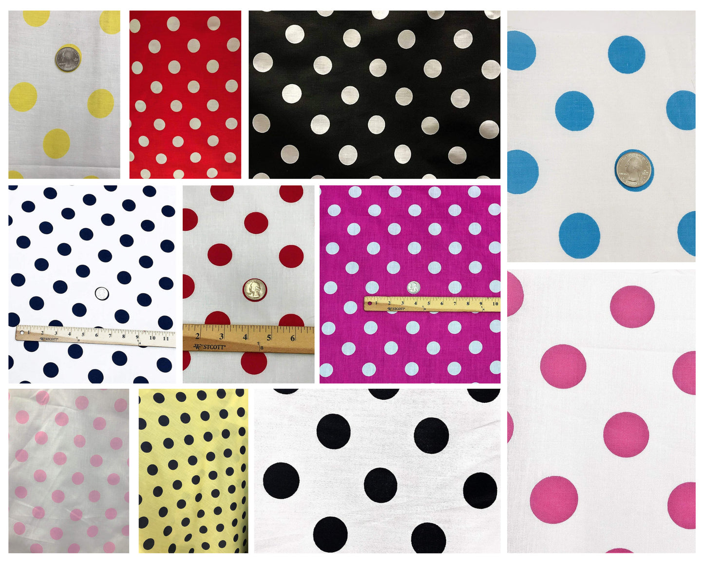 Methuselah Fabrics 1 Inch Polka Dot Poly Cotton Fabric Sold By The Yard.