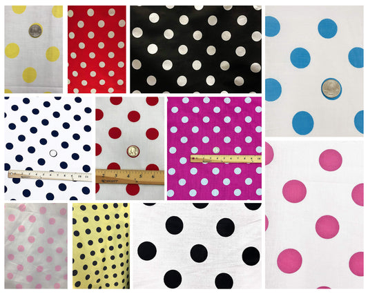 Methuselah Fabrics 1 Inch Polka Dot Poly Cotton Fabric Sold By The Yard.