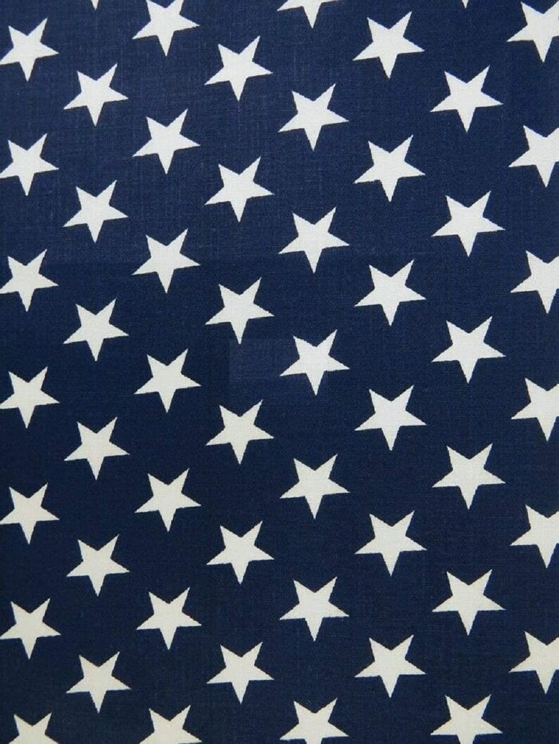 Methuselah Fabrics American Stars Poly Cotton 58' Wide Fabric Sold by The Yard USA Patriotic