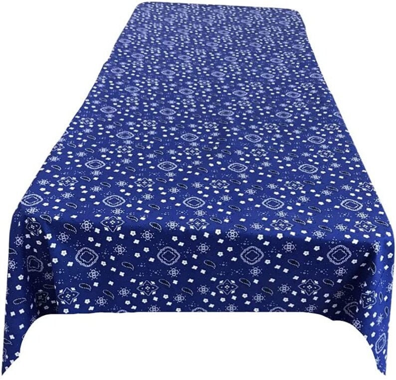 Rectangular Bandanna Print Poly Cotton Tablecloth Table Cover Fabric Table Cloth for Dinning, Kitchen, Party,