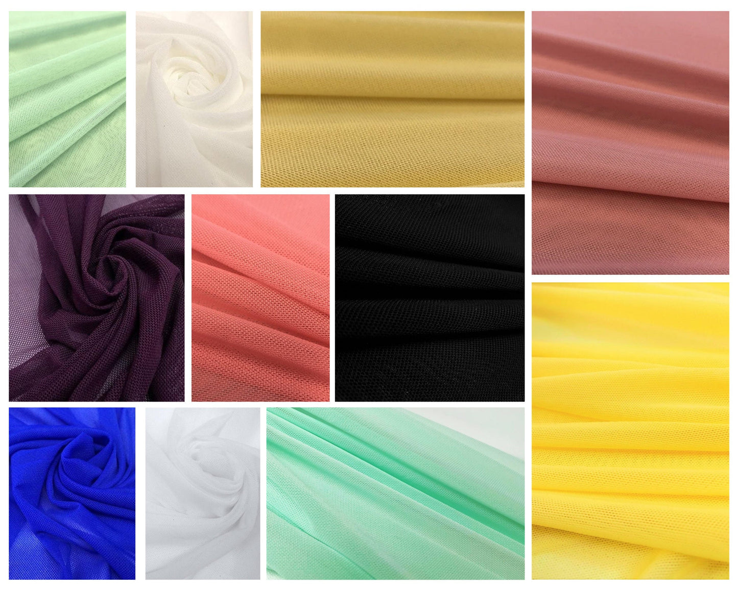 Solid Stretch Power Mesh Fabric Nylon Spandex Sold By The Yard.