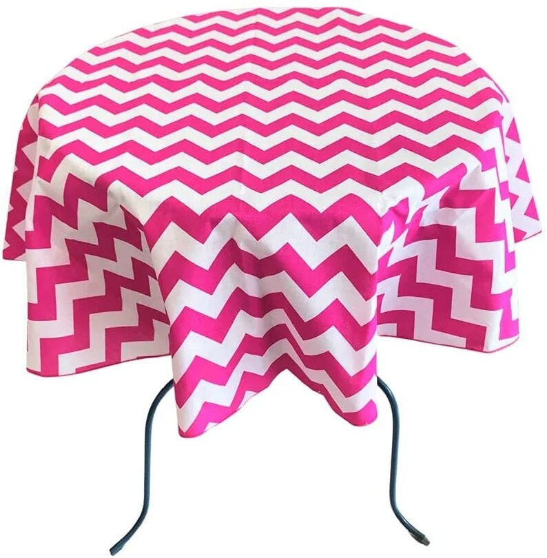 Round Print Poly Cotton Tablecloth ( Chevron Table Cover, Fabric Table Cloth for Dinning, Kitchen, Party