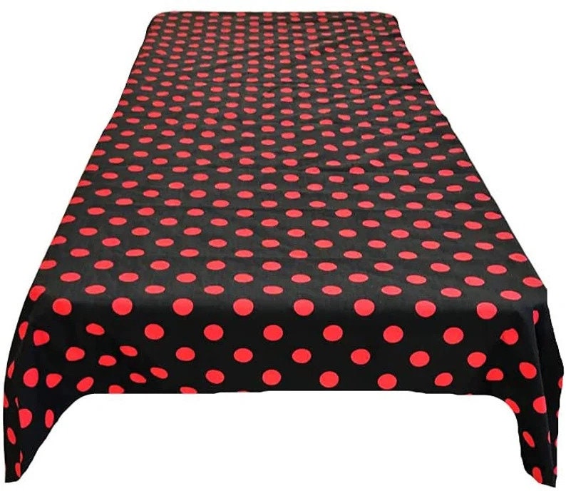 Rectangular Polka Dot Print Poly Cotton Tablecloth Table Cover Fabric Table Cloth for Dinning, Kitchen, Party,