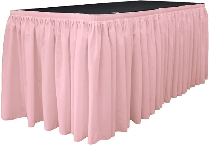 Polyester Poplin Table Skirt for Rectangle Tables, Pleat Fabric for Wedding Banquet Trade Show, 14-Foot by 29-Inch Long