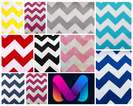 Methuselah Fabrics 1 Inch Chevron Zig Zag Poly Cotton Fabric - Sold By The Yard