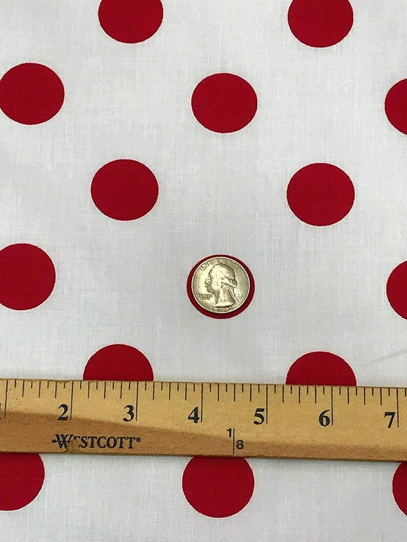 Methuselah Fabrics 1 Inch Polka Dot Poly Cotton Fabric Sold By The Yard.