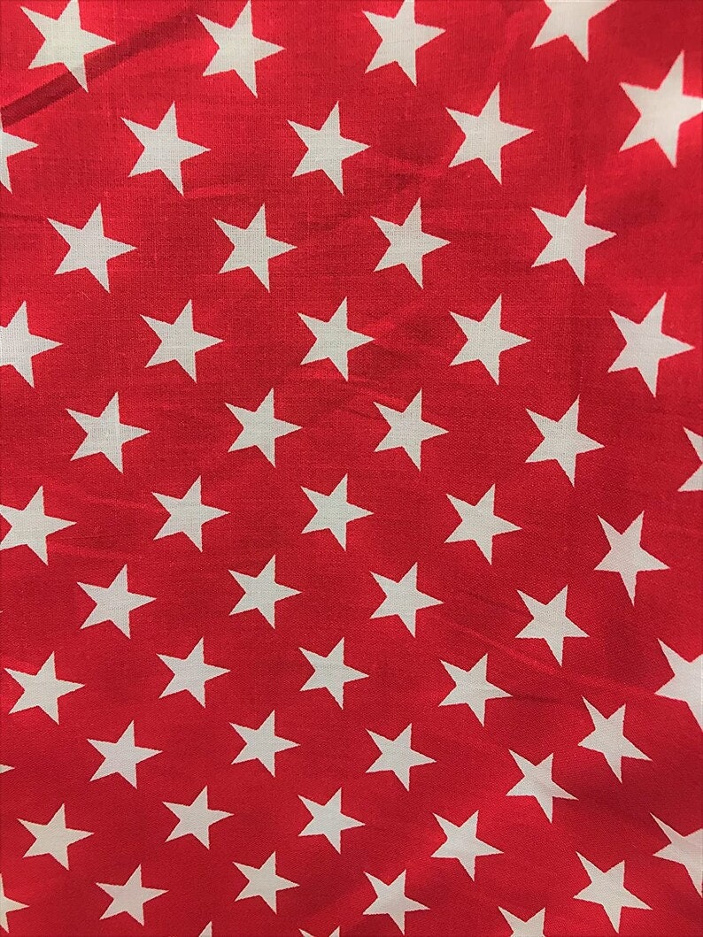 Methuselah Fabrics American Stars Poly Cotton 58' Wide Fabric Sold by The Yard USA Patriotic