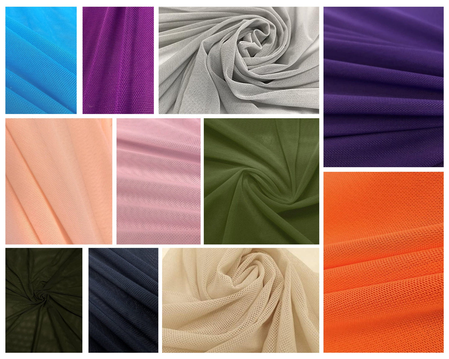 Solid Stretch Power Mesh Fabric Nylon Spandex Sold By The Yard.