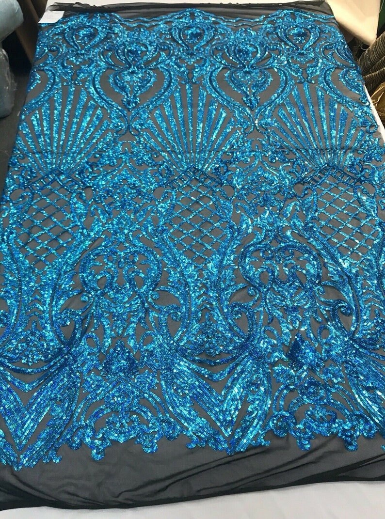 Iridescent Top Nouch Fashion Sequin Design on a 4 Way Stretch Mesh Fabric-Prom-Sold by The Yard.