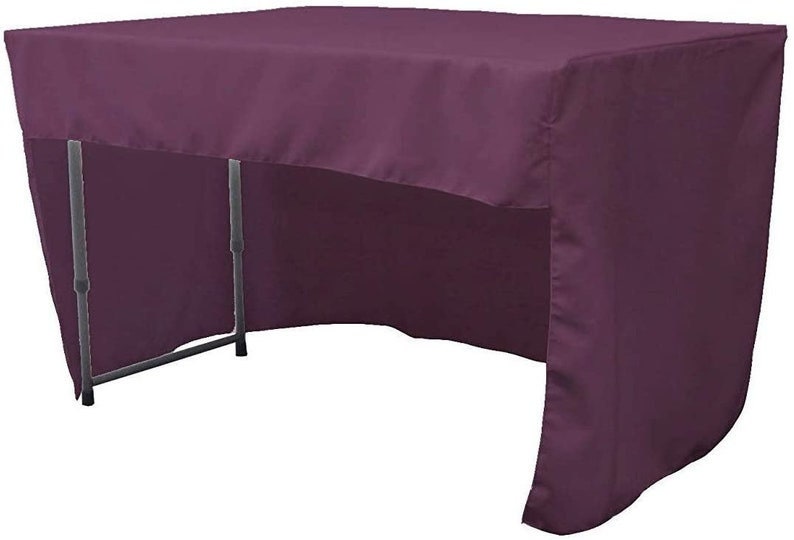 Fitted Tablecloth with Open Back Design-  Poplin Fitted Table 72" Long x 30" Wide x 30" High Stain and Wrinkle Resistant Table Cover Fabric