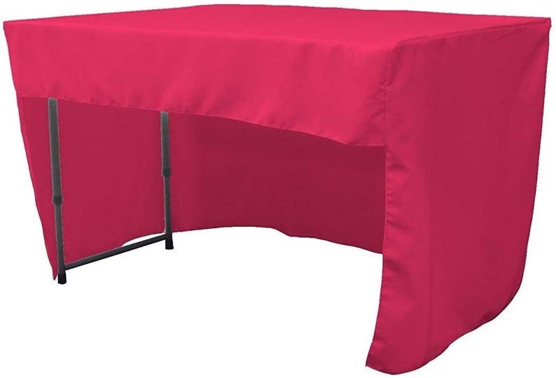 Fitted Tablecloth with Open Back Design-  Poplin Fitted Table 72" Long x 30" Wide x 30" High Stain and Wrinkle Resistant Table Cover Fabric