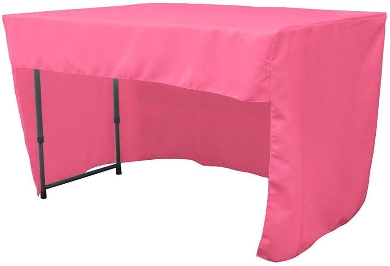 Fitted Tablecloth with Open Back Design-  Poplin Fitted Table 72" Long x 30" Wide x 30" High Stain and Wrinkle Resistant Table Cover Fabric