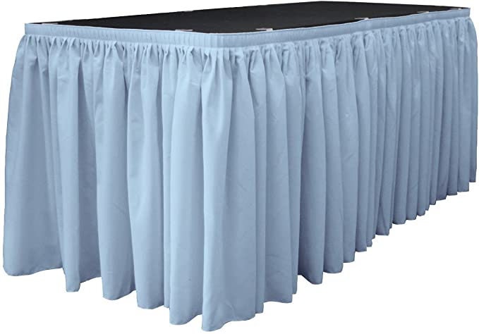 Polyester Poplin Table Skirt for Rectangle Tables, Pleat Fabric for Wedding Banquet Trade Show, 14-Foot by 29-Inch Long