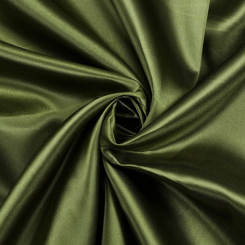 Charmeuse Bridal Solid Satin Fabric for Wedding Dress Fashion Crafts Costumes Decorations Silky Satin 58” Sold By Yard Olive