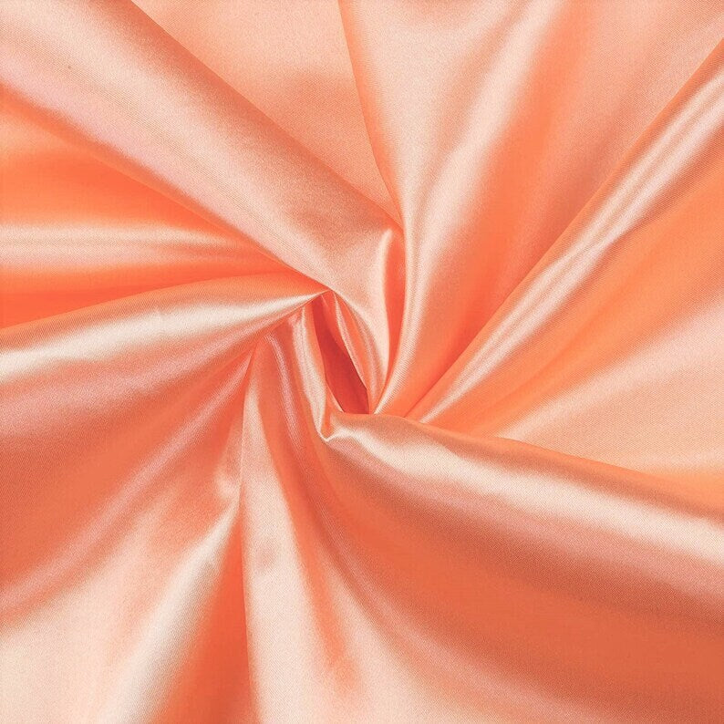 Charmeuse Bridal Solid Satin Fabric for Wedding Dress Fashion Crafts Costumes Decorations Silky Satin 58” Sold By Yard Peach