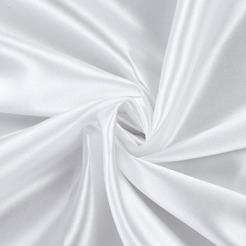 Charmeuse Bridal Solid Satin Fabric for Wedding Dress Fashion Crafts Costumes Decorations Silky Satin 58” Sold By Yard White