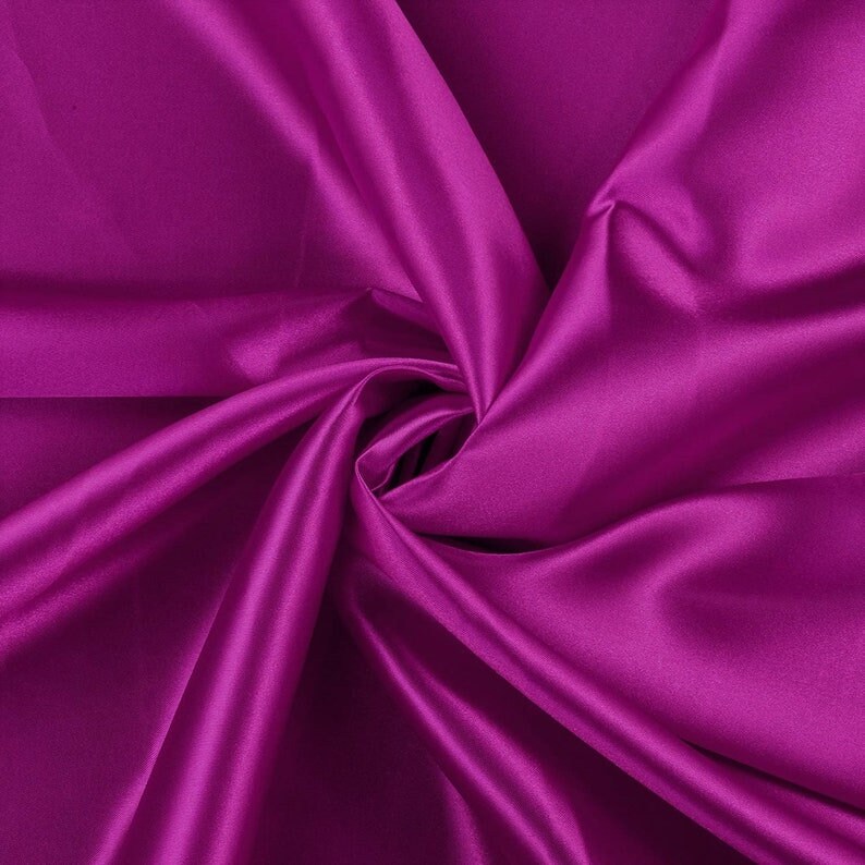 Charmeuse Bridal Solid Satin Fabric for Wedding Dress Fashion Crafts Costumes Decorations Silky Satin 58” Sold By Yard Magenta