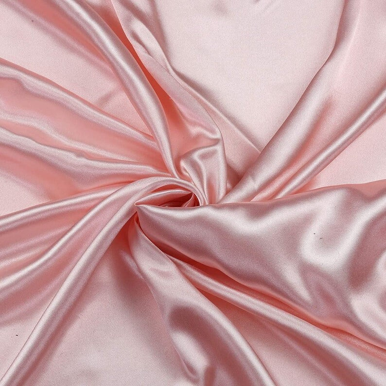 Charmeuse Bridal Solid Satin Fabric for Wedding Dress Fashion Crafts Costumes Decorations Silky Satin 58” Sold By Yard Blush Pink