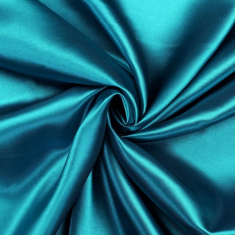 Charmeuse Bridal Solid Satin Fabric for Wedding Dress Fashion Crafts Costumes Decorations Silky Satin 58” Sold By Yard Teal Blue