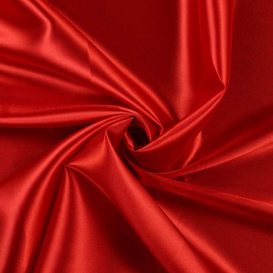 Charmeuse Bridal Solid Satin Fabric for Wedding Dress Fashion Crafts Costumes Decorations Silky Satin 58” Sold By Yard Dk Red