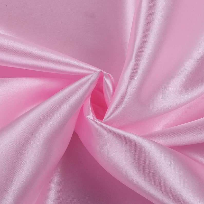 Charmeuse Bridal Solid Satin Fabric for Wedding Dress Fashion Crafts Costumes Decorations Silky Satin 58” Sold By Yard Pink