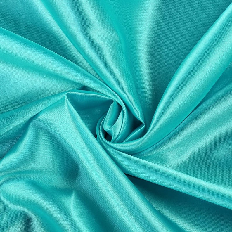 Charmeuse Bridal Solid Satin Fabric for Wedding Dress Fashion Crafts Costumes Decorations Silky Satin 58” Sold By Yard Aqua