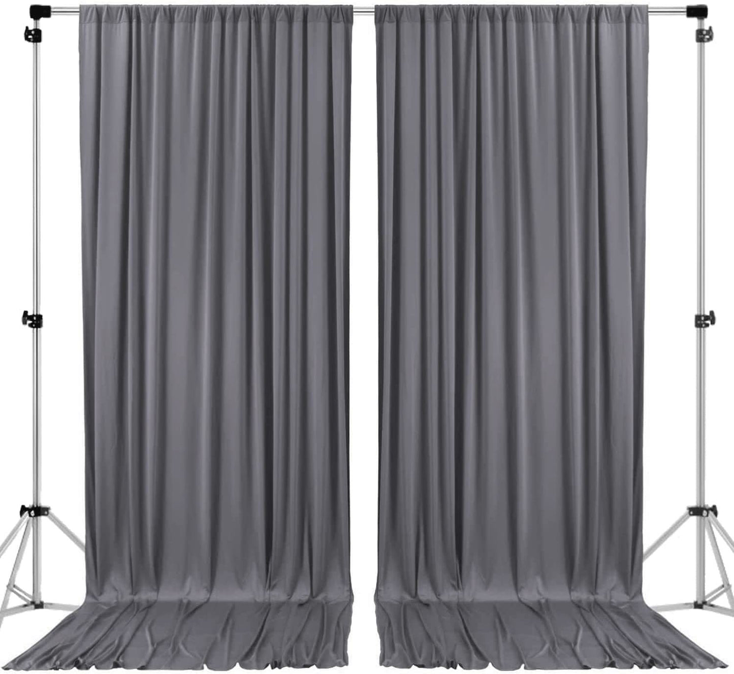 Polyester Backdrop Drapes Curtains 2 Panels with Rod Pockets - Wedding Ceremony Party Home Window Decorations - Charcoal