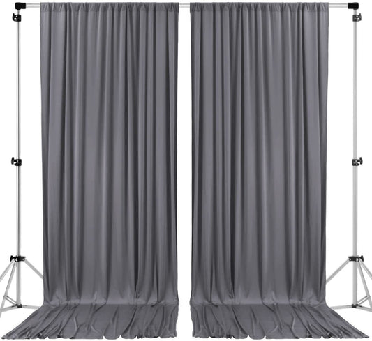 Polyester Backdrop Drapes Curtains 2 Panels with Rod Pockets - Wedding Ceremony Party Home Window Decorations - Charcoal