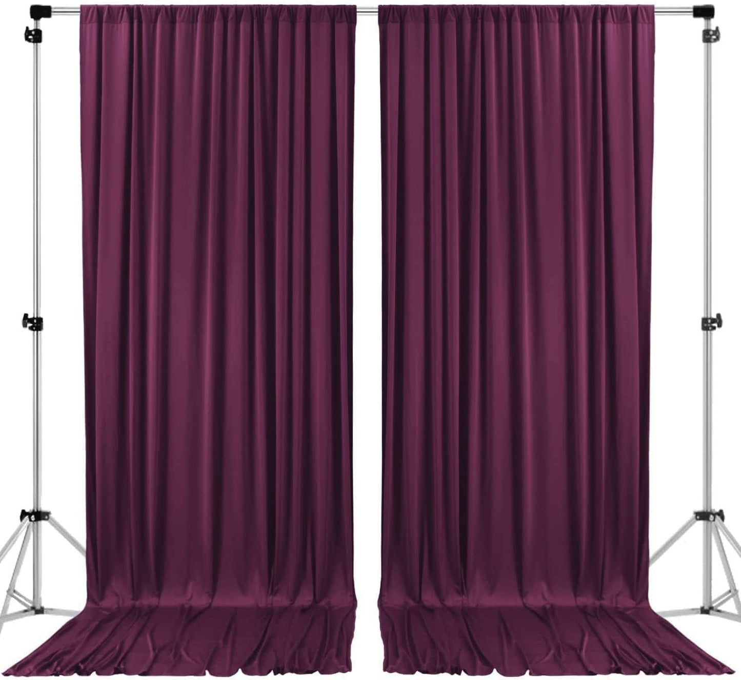 Polyester Backdrop Drapes Curtains 2 Panels with Rod Pockets - Wedding Ceremony Party Home Window Decorations - Eggplant