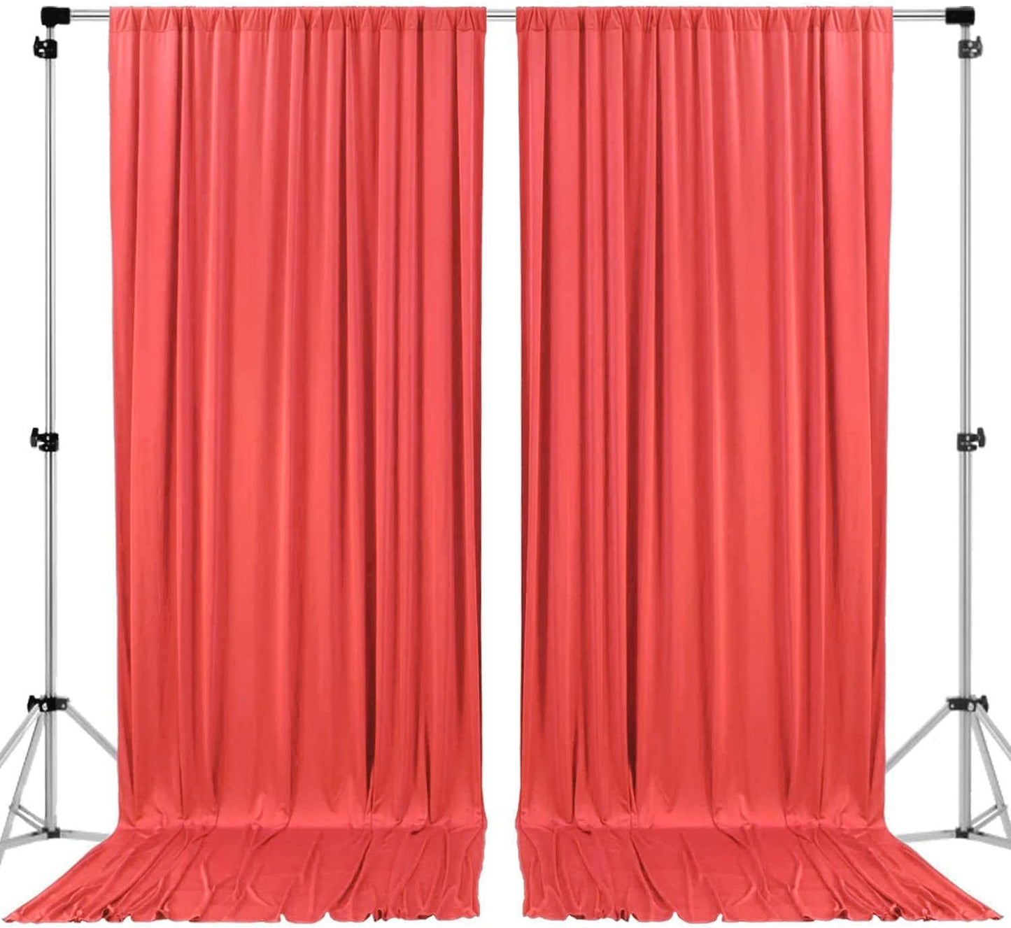 Polyester Backdrop Drapes Curtains 2 Panels with Rod Pockets - Wedding Ceremony Party Home Window Decorations - Coral