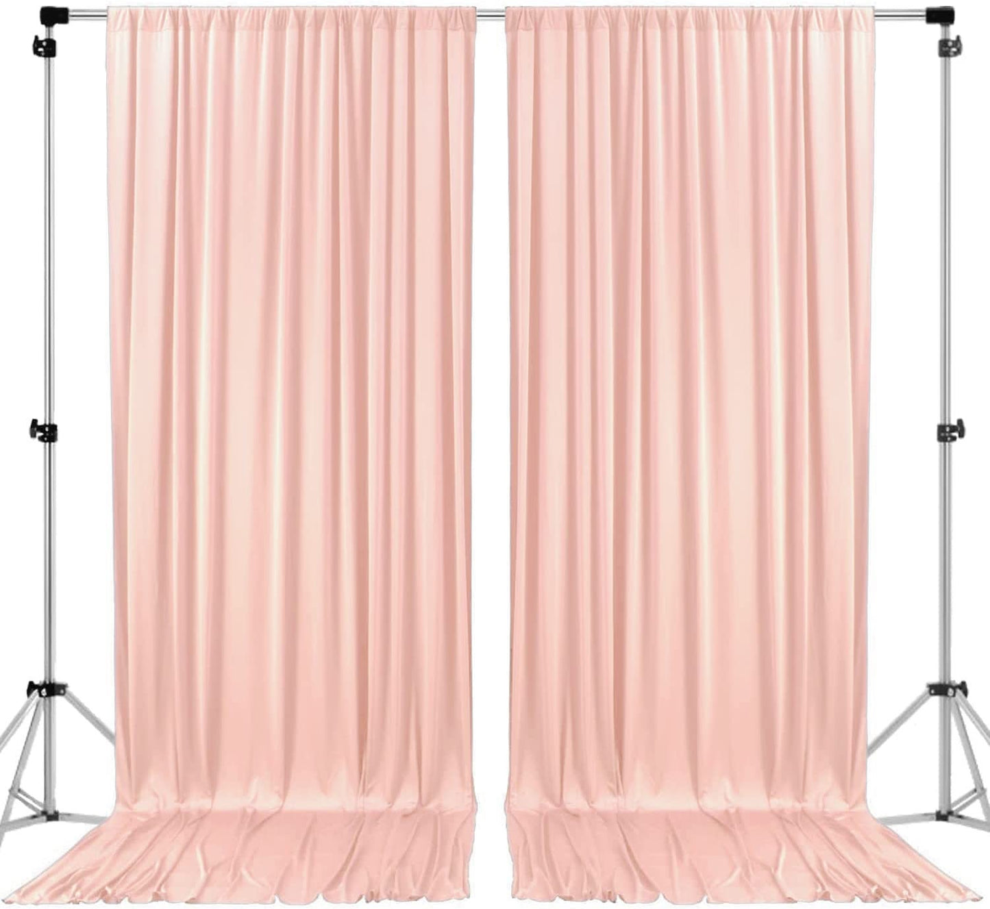 Polyester Backdrop Drapes Curtains 2 Panels with Rod Pockets - Wedding Ceremony Party Home Window Decorations - Blush Pink