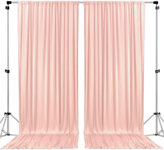 Polyester Backdrop Drapes Curtains 2 Panels with Rod Pockets - Wedding Ceremony Party Home Window Decorations - Blush Pink