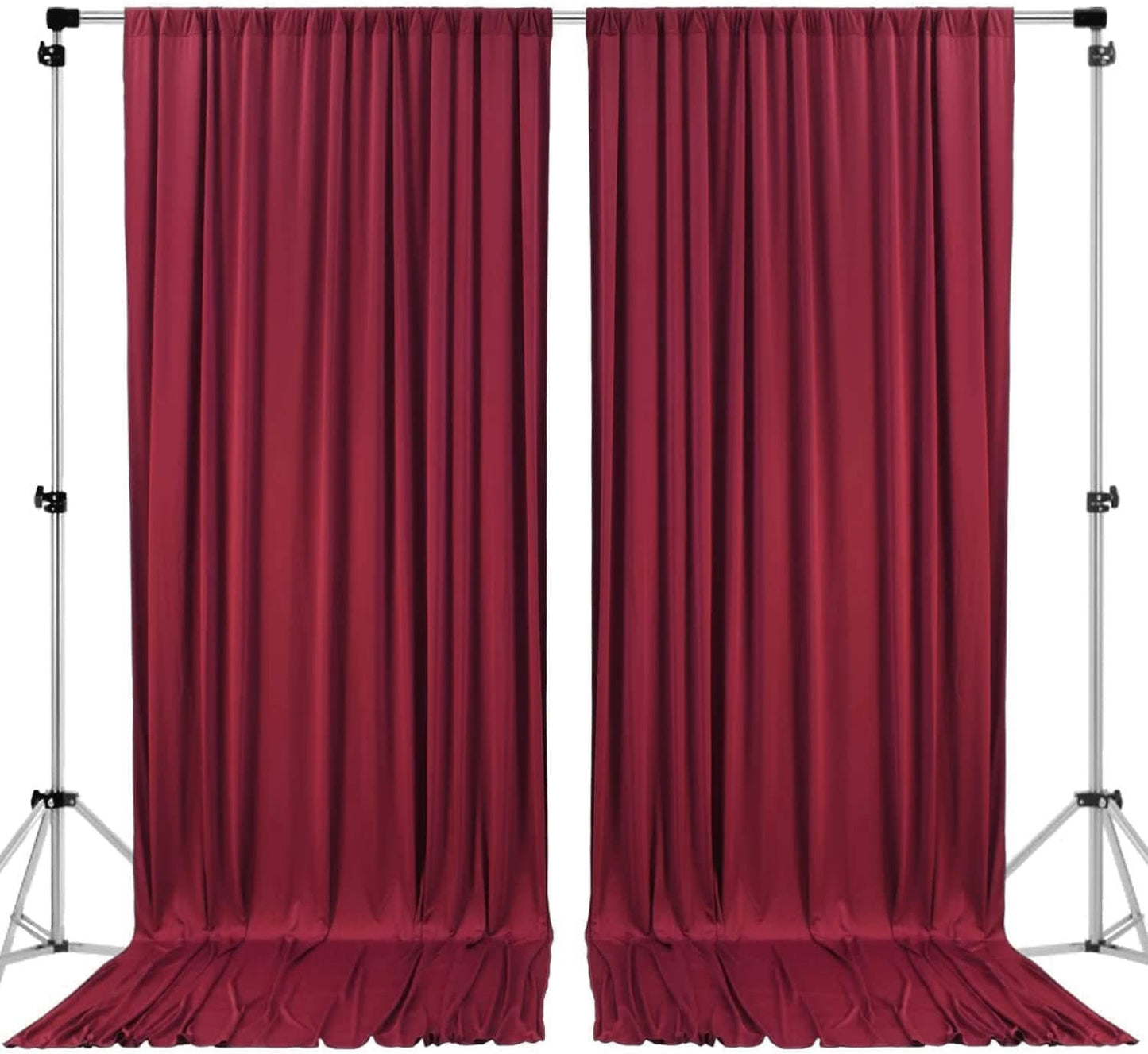 Polyester Backdrop Drapes Curtains 2 Panels with Rod Pockets - Wedding Ceremony Party Home Window Decorations - Burgundy