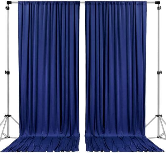 Polyester Backdrop Drapes Curtains 2 Panels with Rod Pockets - Wedding Ceremony Party Home Window Decorations - Navy