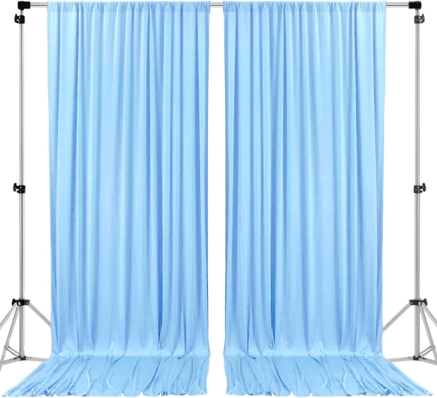 Polyester Backdrop Drapes Curtains 2 Panels with Rod Pockets - Wedding Ceremony Party Home Window Decorations - Lt Blue